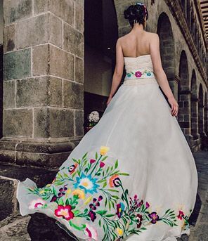 Vestido novia bordado mexicano - 11