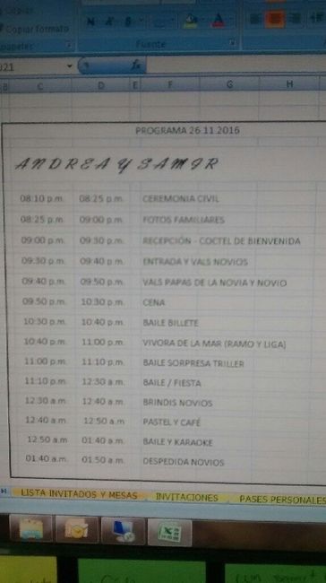 Tiempos de la boda 8
