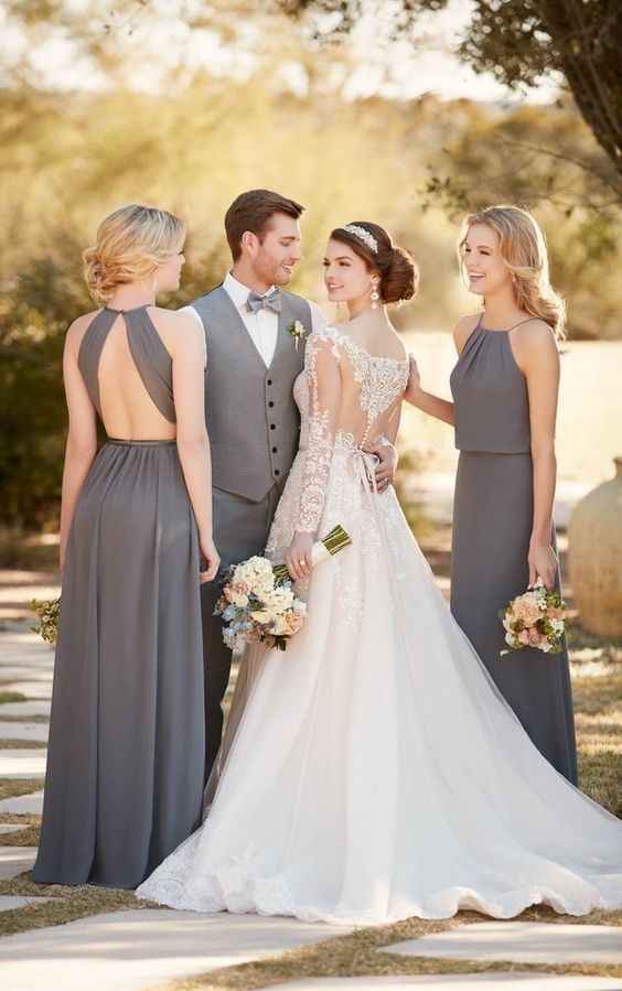 Colores: Vestidos de dama en color gris ✨ - 5