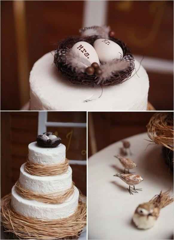 Pastel con pájaros