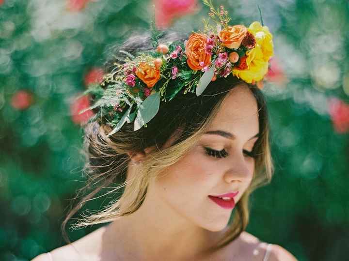 Corona de flores novia