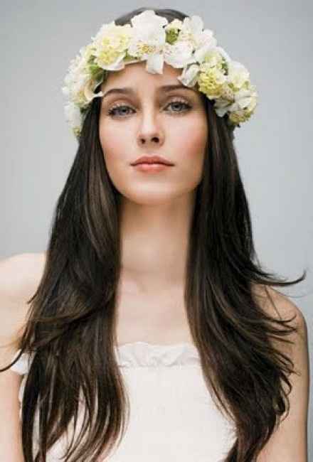 Novia con el pelo liso