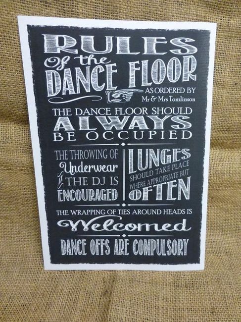 Reglas de la pista de baile boda