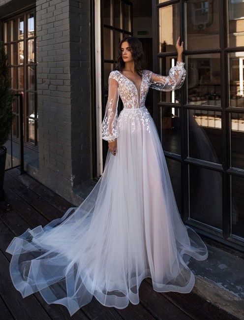 Vestido strapless con manga abombada - 3