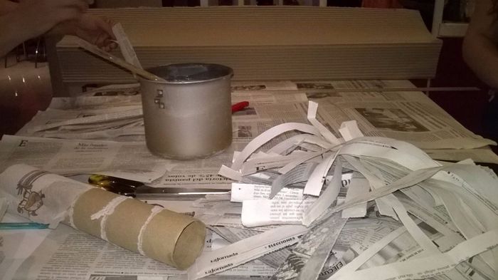 empezando el proceso con papel maché