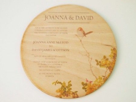 invitacion para boda en madera