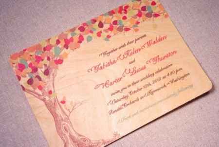 invitacion en madera para boda