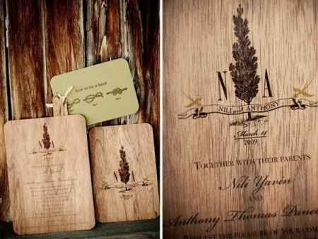 invitacion en madera para boda