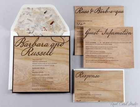 invitacion en madera para boda