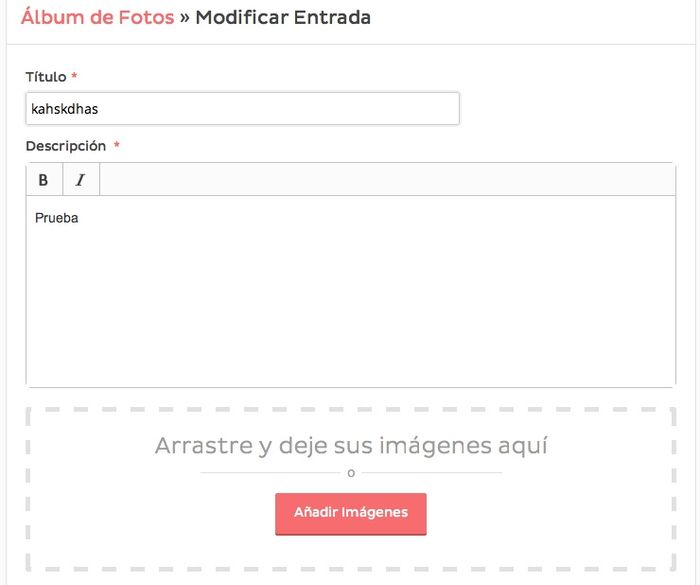 ayuda en album en sitio web