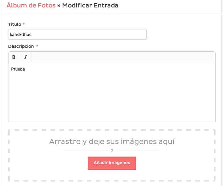ayuda en album en sitio web