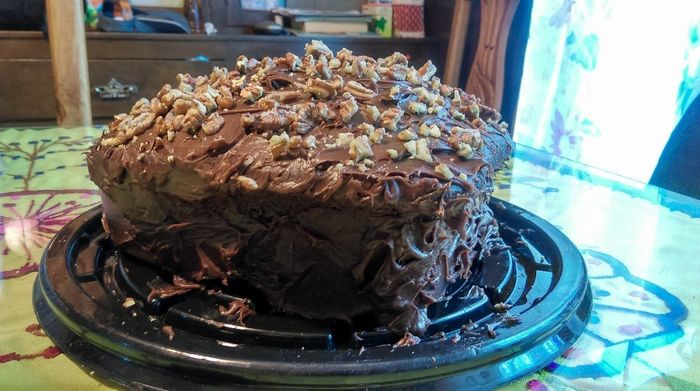 Y le agregué nueces picadas, qué se llevan excelente con el chocolate