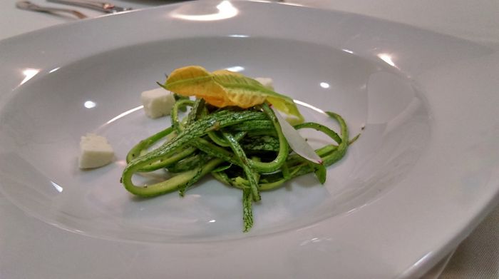 La crema de calabaza que también estuvo buena. 