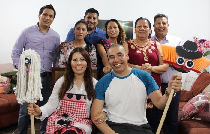 Con su familia