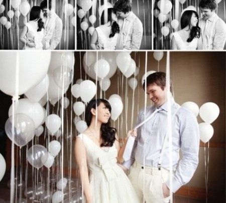 Foto de novios con globos