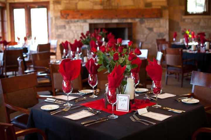 Boda rojo, negro y blanco