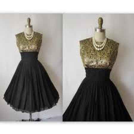 Vestido dorado con negro