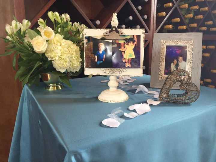 Arreglo de mesa con fotos