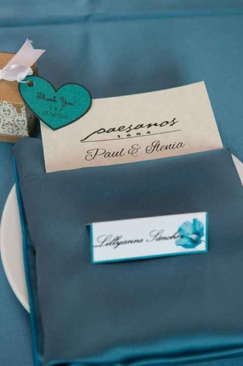 Menu, cajita de chocolates y nombres