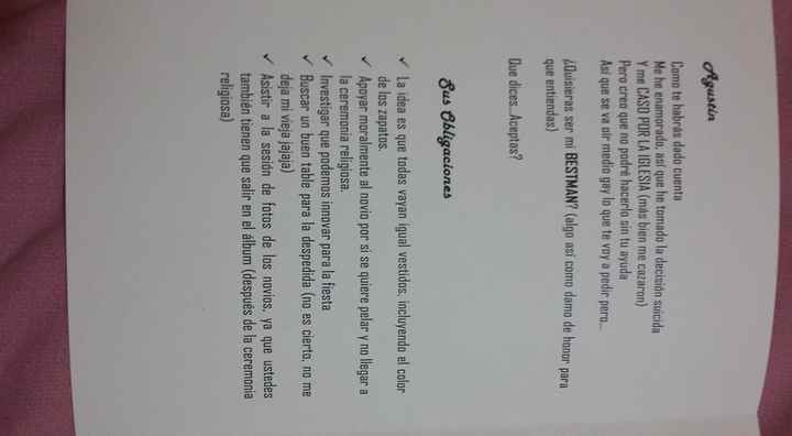 Invitación y presente para los bestman!!