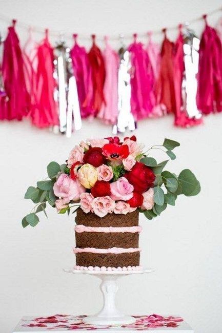 centro de mesa y naked cake