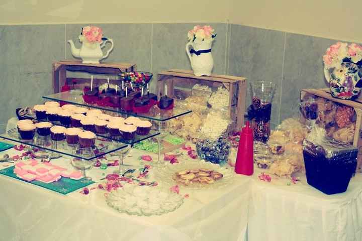 Mesa de postres en la despedida de soltera 