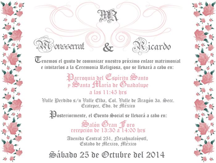 Sugerencias  de  textos para  la invitación - 1