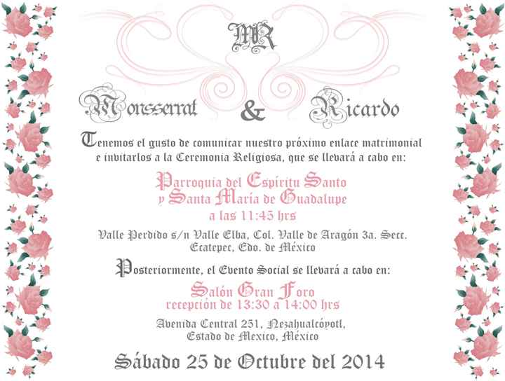 Sugerencias  de  textos para  la invitación - 1