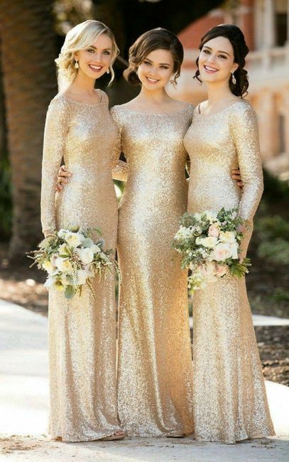 Vestidos para damas de honor en dorado - 5
