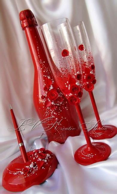 Copas para brindis de novios rojas 6