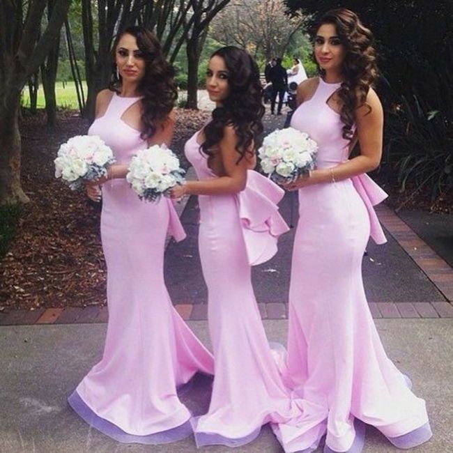 Vestidos para damas de honor en color rosa 1
