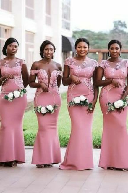 Vestidos para damas de honor en color rosa 2