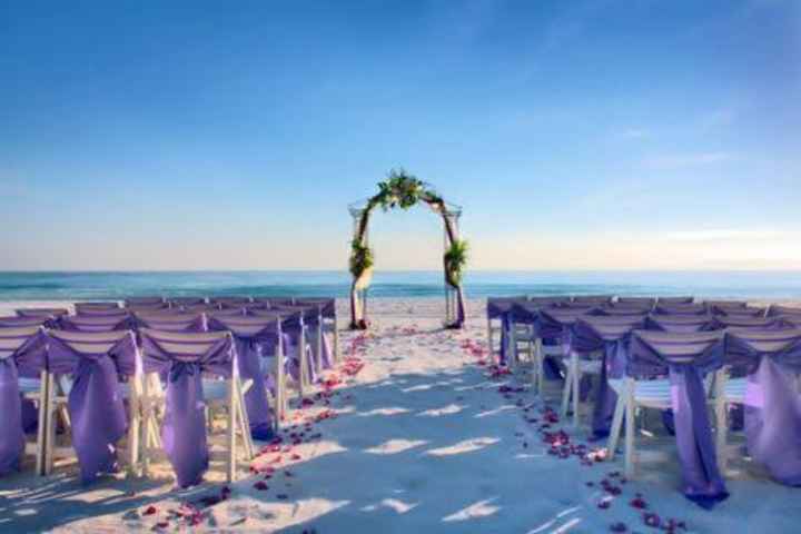 Decoración para bodas en playa en morado 🌈💜 - 5