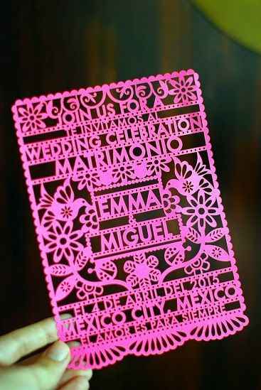 Invitaciones con corte laser cómo papel picado