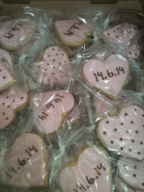 Galletas de recuerdo - Corazones con nuestra fecha de boda