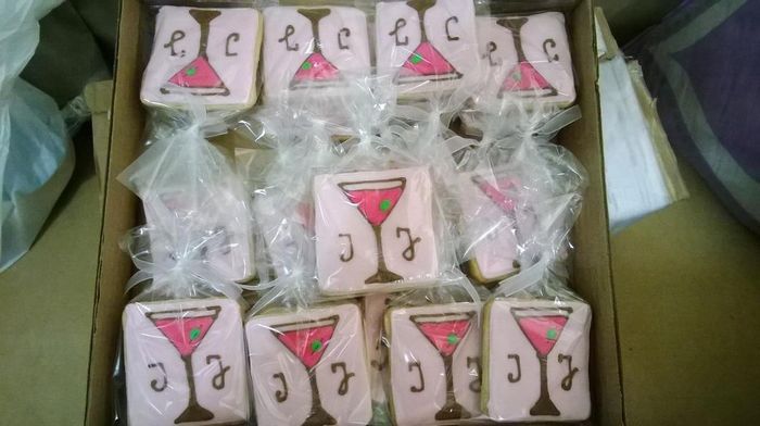 Galletas de recuerdo - Copas de matini con nuestras iniciales