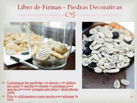 La idea de firmas en piedritas decorativas