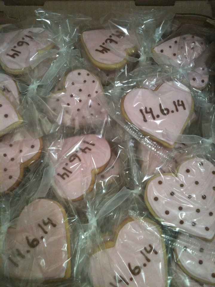Galletas de recuerdo - Corazones con nuestra fecha de boda