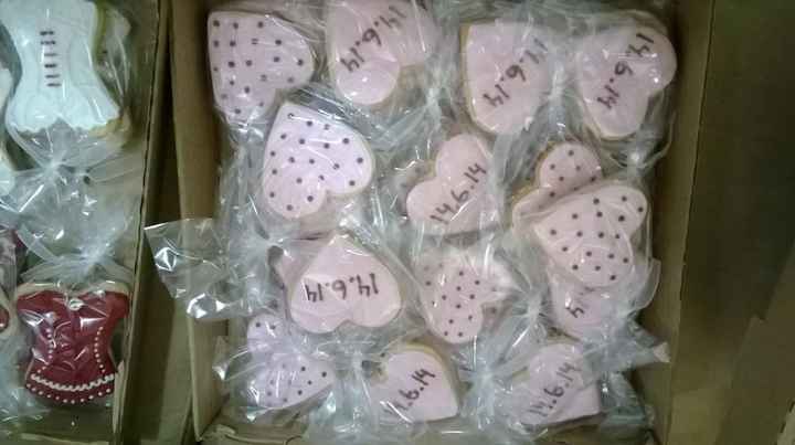 Galletas de recuerdo - Corazones con nuestra fecha de boda