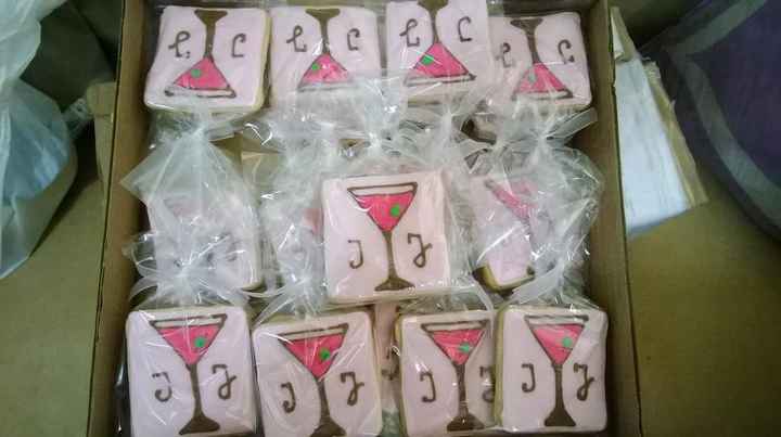 Galletas de recuerdo - Copas de matini con nuestras iniciales