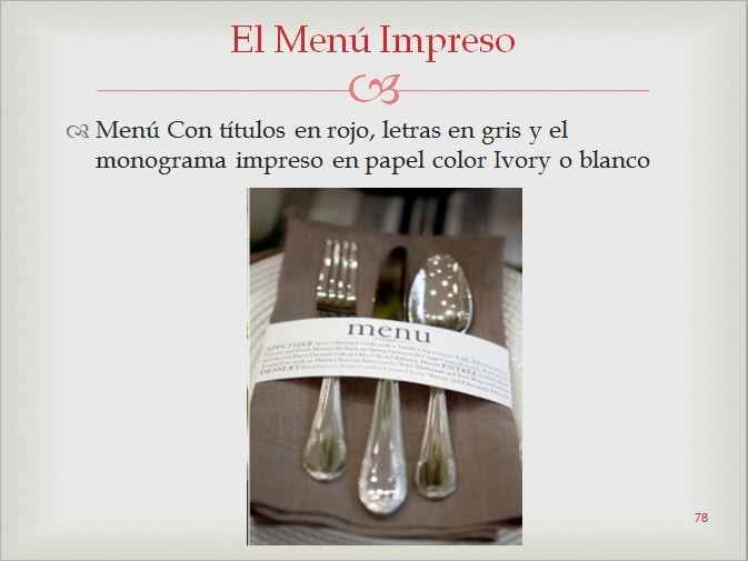 Nuestra Idea original del menú impreso