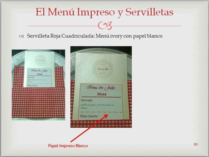 Nuestro menú impreso y servilletas