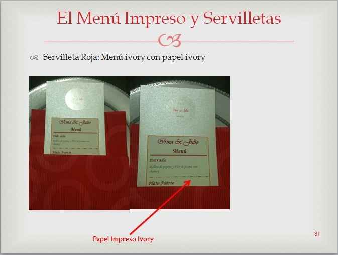 Nuestro menú impreso y servilletas