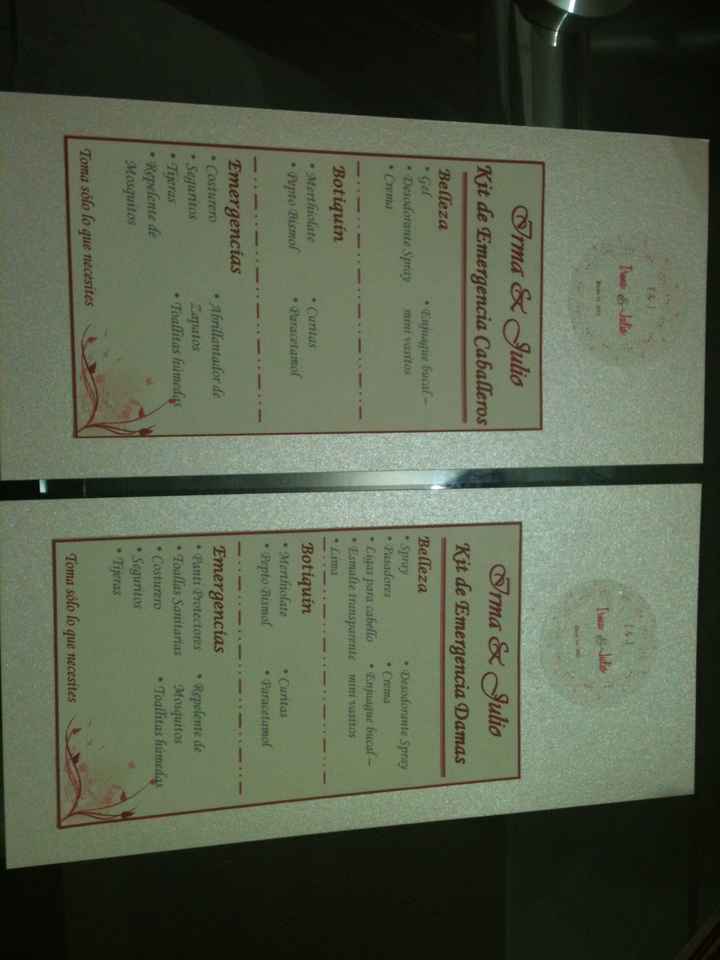 Las instrucciones y listado de Nuestras Canastas - Kit Emergencias de Baños