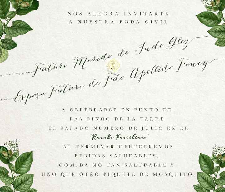 Invitaciones para nuestra boda civil