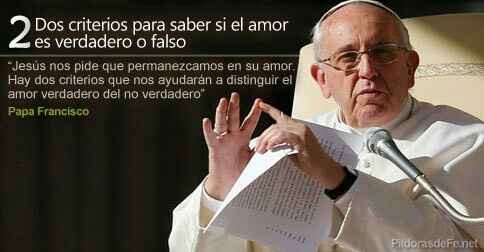 Dos criterios para saber si el amor es verdadero o falso. papa francisco - 1