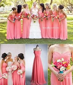 Color coral para vestido de damas 