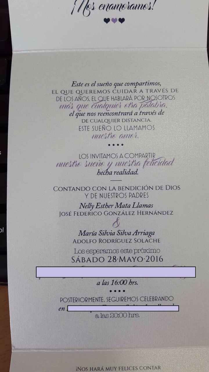 Parte Central de la invitación