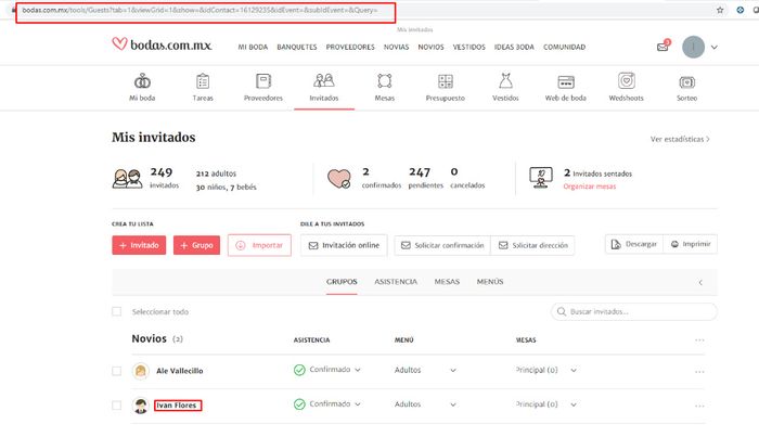 No puedo editar mis invitados 1