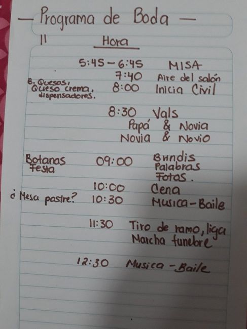 El programa de la boda 1